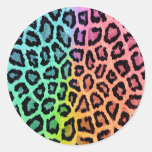 Chic Colorful Leopard Pattern Classic Round Sticker