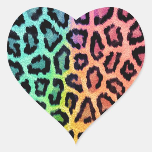 Chic Colorful Leopard Pattern Heart Sticker