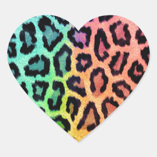 Chic Colorful Leopard Pattern Heart Sticker