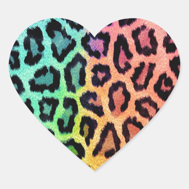 Chic Colorful Leopard Pattern Heart Sticker (Front)