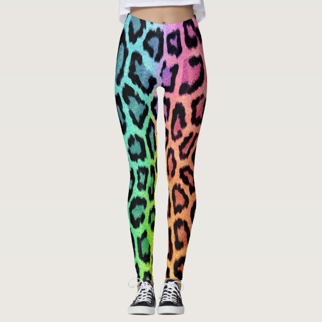 Chic Colorful Leopard Pattern Leggings (Front)