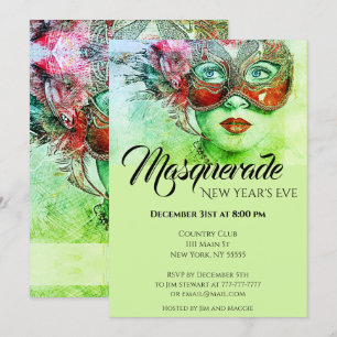 Chic Colorful Masquerade Party Invitation