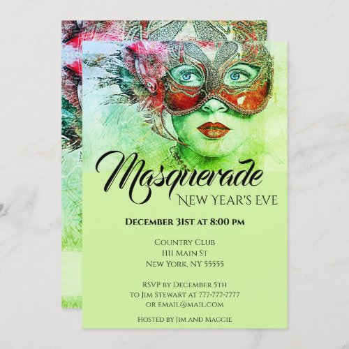 Chic Colorful Masquerade Party Invitation