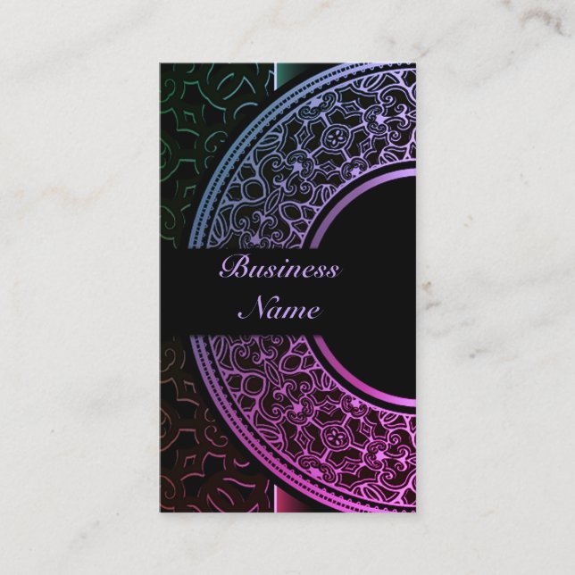 Chic Colorful Medallion Business Card 4 (Front)