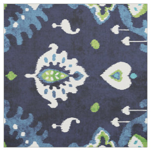 Chic colorful naby blue ikat tribal patterns fabric