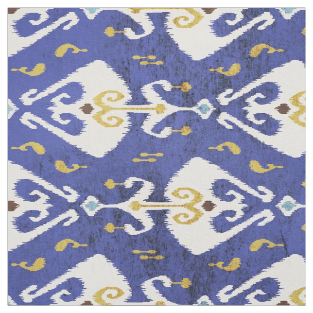 Chic colorful naby blue ikat tribal patterns fabric (Swatch)