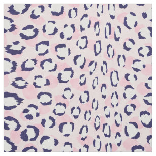 Chic colorful navy blue pink cheetah print pattern fabric