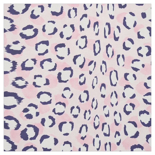 Chic colorful navy blue pink cheetah print pattern fabric (Swatch)