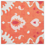 Chic colorful orange ikat tribal pattern fabric
