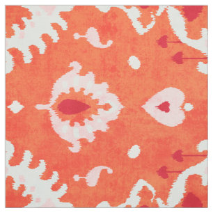Chic colorful orange ikat tribal pattern fabric