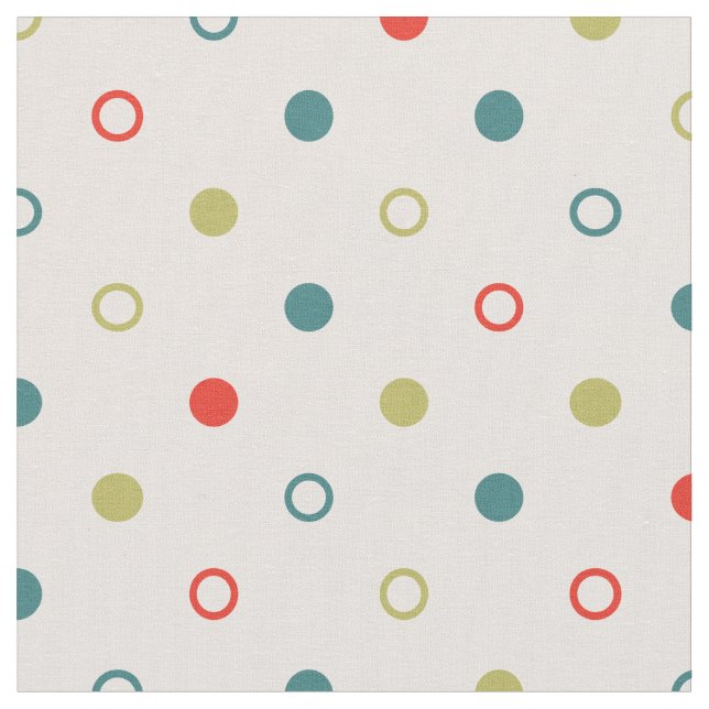 Chic colorful orange teal green polka dots pattern fabric (Close Up)