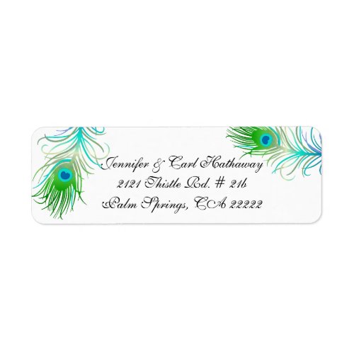 Chic Colorful Peacock Feathers Custom Label