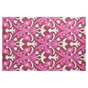Chic colorful pink and crimson ikat tribal pattern fabric