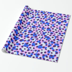 Chic colorful pink blue cheetah print monogram wrapping paper