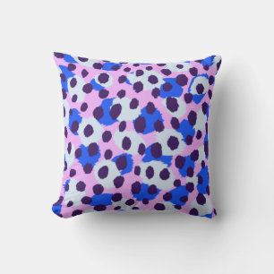 Chic colorful pink blue cheetah print throw pillow