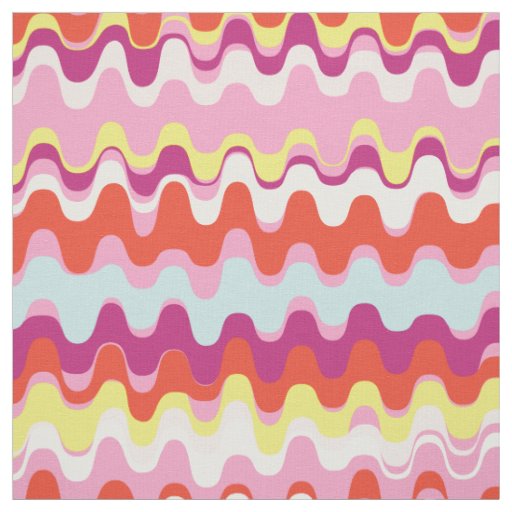 Chic colorful pink orange abstract wave pattern fabric
