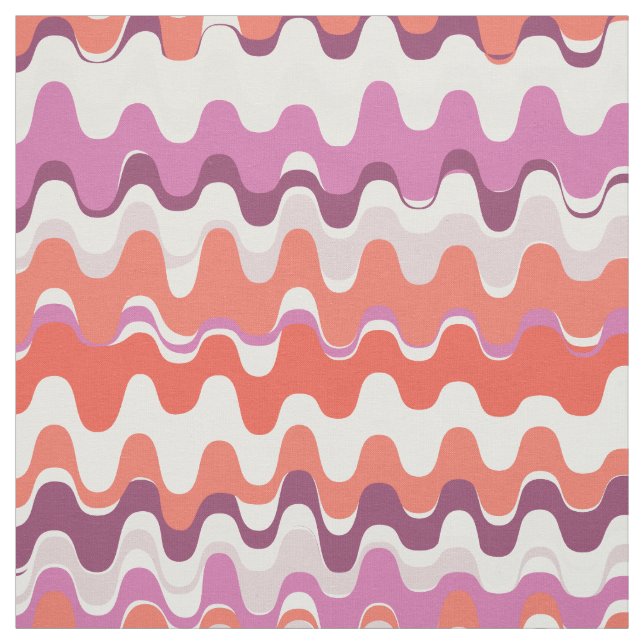 Chic colorful pink orange abstract wave pattern fabric (Swatch)