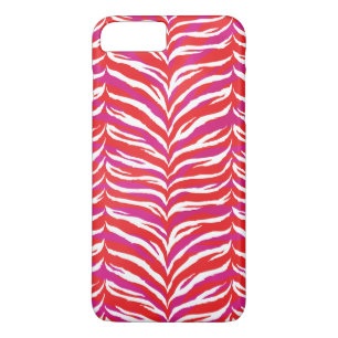 Chic colorful pink red white zebra print monogram iPhone 8 plus/7 plus case
