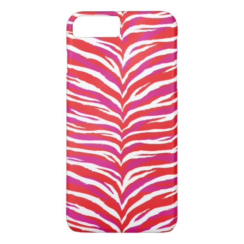 Chic colorful pink red white zebra print monogram iPhone 8 plus7 plus case