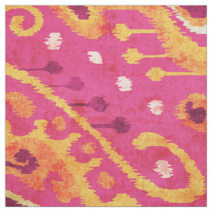 Chic colorful pink yellow ikat tribal pattern fabric