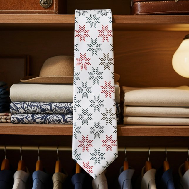 Chic Colorful Poinsettia Motif Christmas Neck Tie (Elegant holiday necktie)