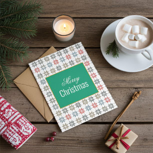 Chic Colorful Poinsettias Motif, Elegant Christmas Card