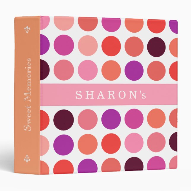 Chic colorful polka dots pattern monogram binder (Front/Spine)