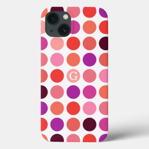 Chic colorful polka dots pattern monogram iPhone 13 case
