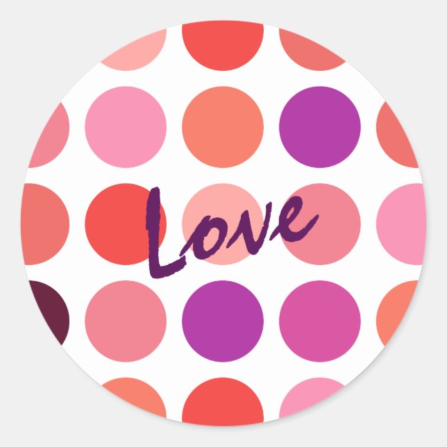 Chic colorful polka dots pattern monogram classic round sticker (Front)