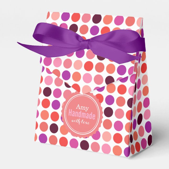 Chic colorful polka dots pattern monogram favor boxes (Front Side)