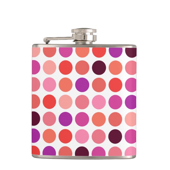 Chic colorful polka dots pattern monogram flask (Front)