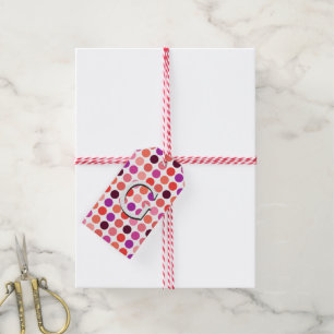 Chic colorful polka dots pattern monogram gift tags