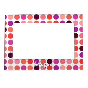 Chic colorful polka dots pattern monogram magnetic photo frame