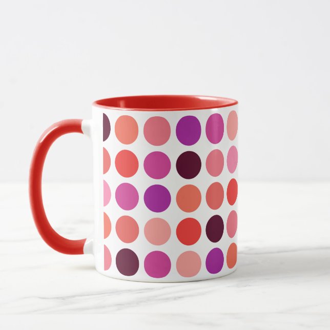 Chic colorful polka dots pattern monogram mug (Left)
