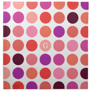 Chic colorful polka dots pattern monogram napkin