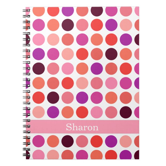 Chic colorful polka dots pattern monogram notebook (Front)