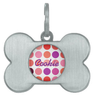 Chic colorful polka dots pattern monogram pet ID tag
