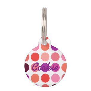 Chic colorful polka dots pattern monogram pet name tag