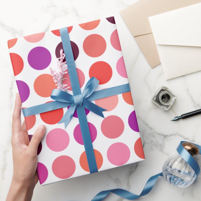 Chic colorful polka dots pattern monogram wrapping paper (Gifting)