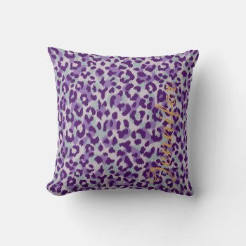 Chic Colorful Purple Cheetah Print Monogram Throw Pillow by TintAndBeyond at Zazzle