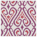 Chic colorful red and purple ikat damask patterns fabric