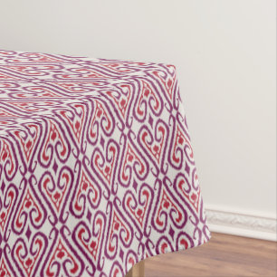 Chic colorful red and purple ikat damask patterns tablecloth