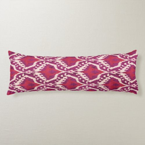 Chic colorful red and purple ikat tribal patterns body pillow