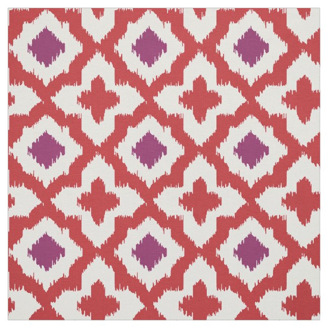 Chic colorful red and purple ikat tribal patterns fabric (Swatch)