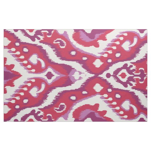 Chic colorful red and purple ikat tribal patterns fabric