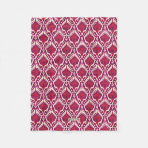 Chic colorful red and purple ikat tribal patterns fleece blanket