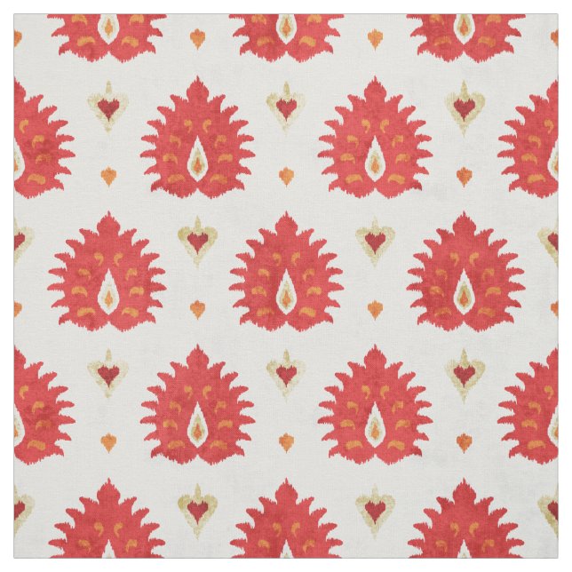 Chic colorful red ikat tribal pattern fabric (Swatch)