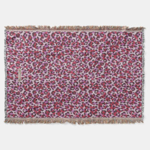 Chic colorful red purple cheetah print pattern throw blanket