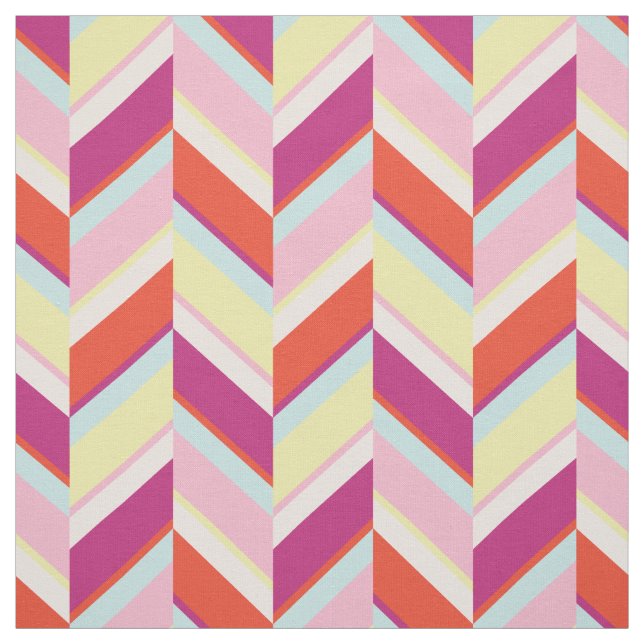 Chic colorful red purple geometric chevron pattern fabric (Swatch)