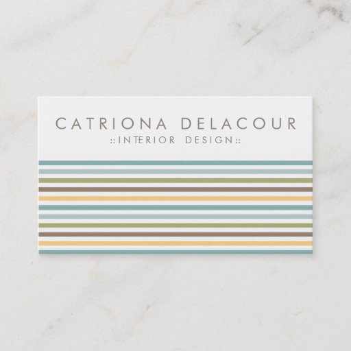 Customizable Chic Colorful Retro Stripes Pattern Business Card